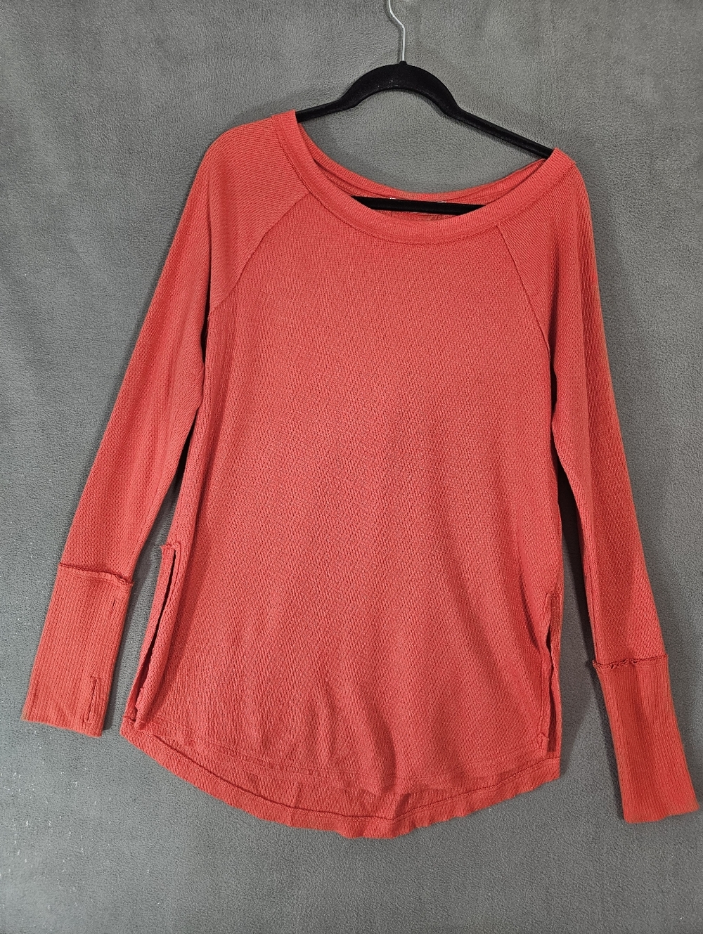 We The Free by Free People Snowy Thermal Shirt Large red-orange Thumbholes